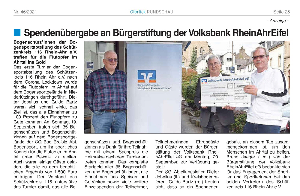 Spendenbergabe Volksbank 20.09.2022